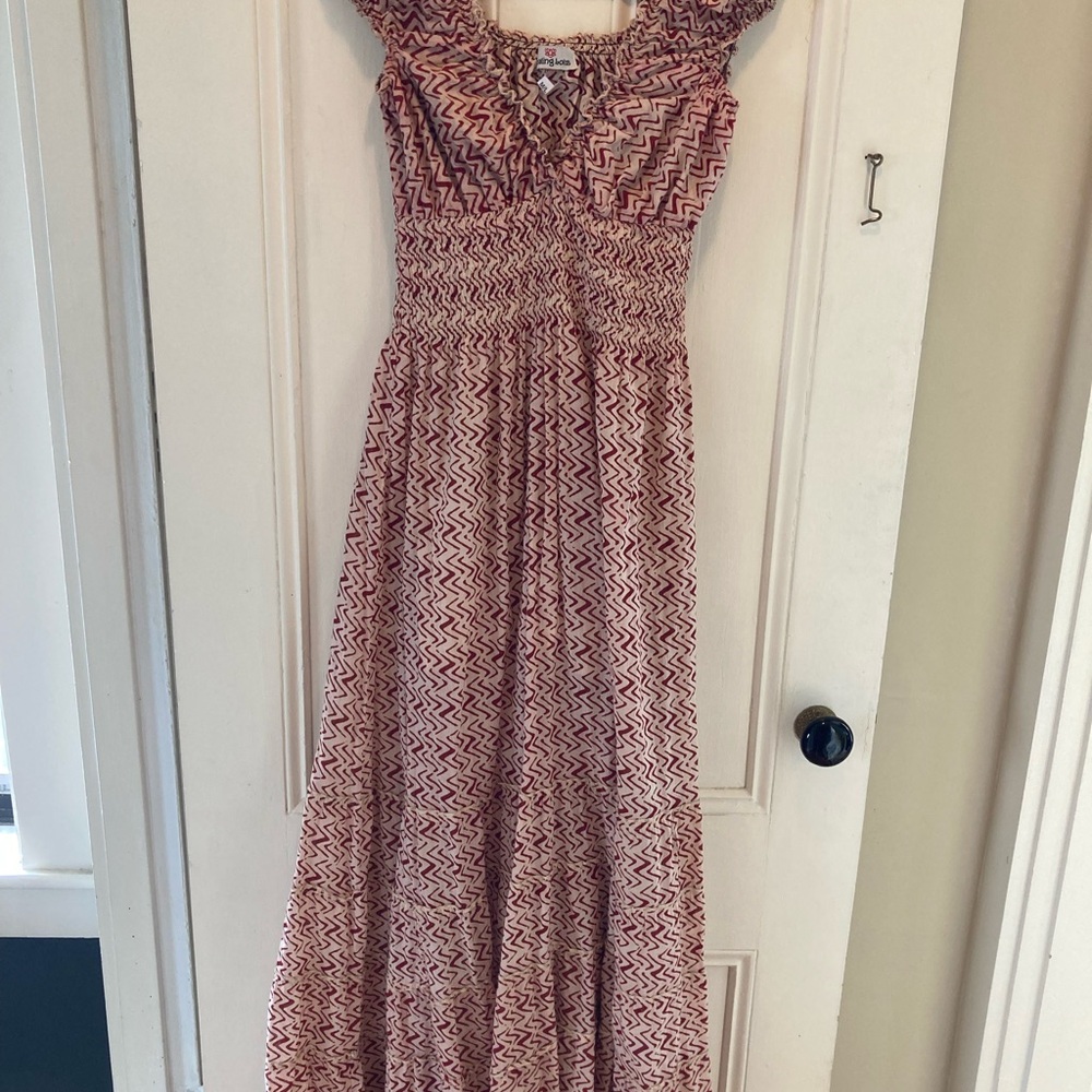 Cap sleeve Cotton Patterned Maxi Dress